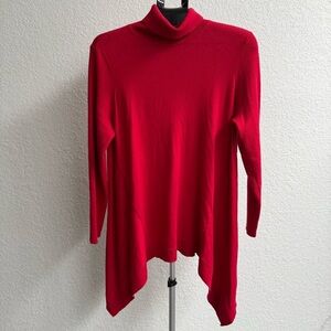 Chico’s Turtleneck Sweater Featherweight Layering Red Tunic Sz 12-L (Chico’s 2)